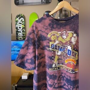 Game Day Norte Dame Vs USC Trojans, custom bleach, splatter Adidas shirt.